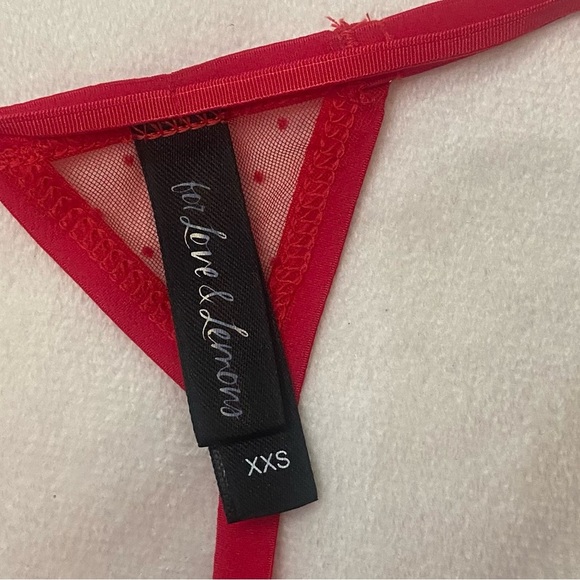New! For love and lemons Cerise cherry red embroidered mesh thong 3800 - Picture 4 of 12